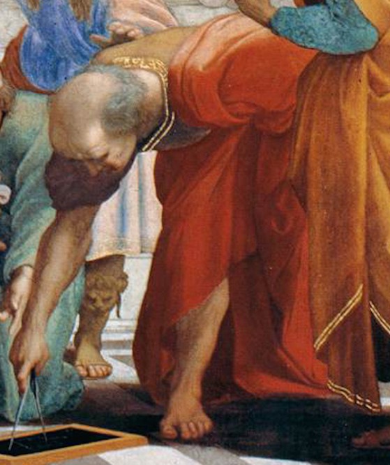 Archimede con l'aspetto di Bramante, Raffaello, Stanze Vaticane Scuola di Atene 