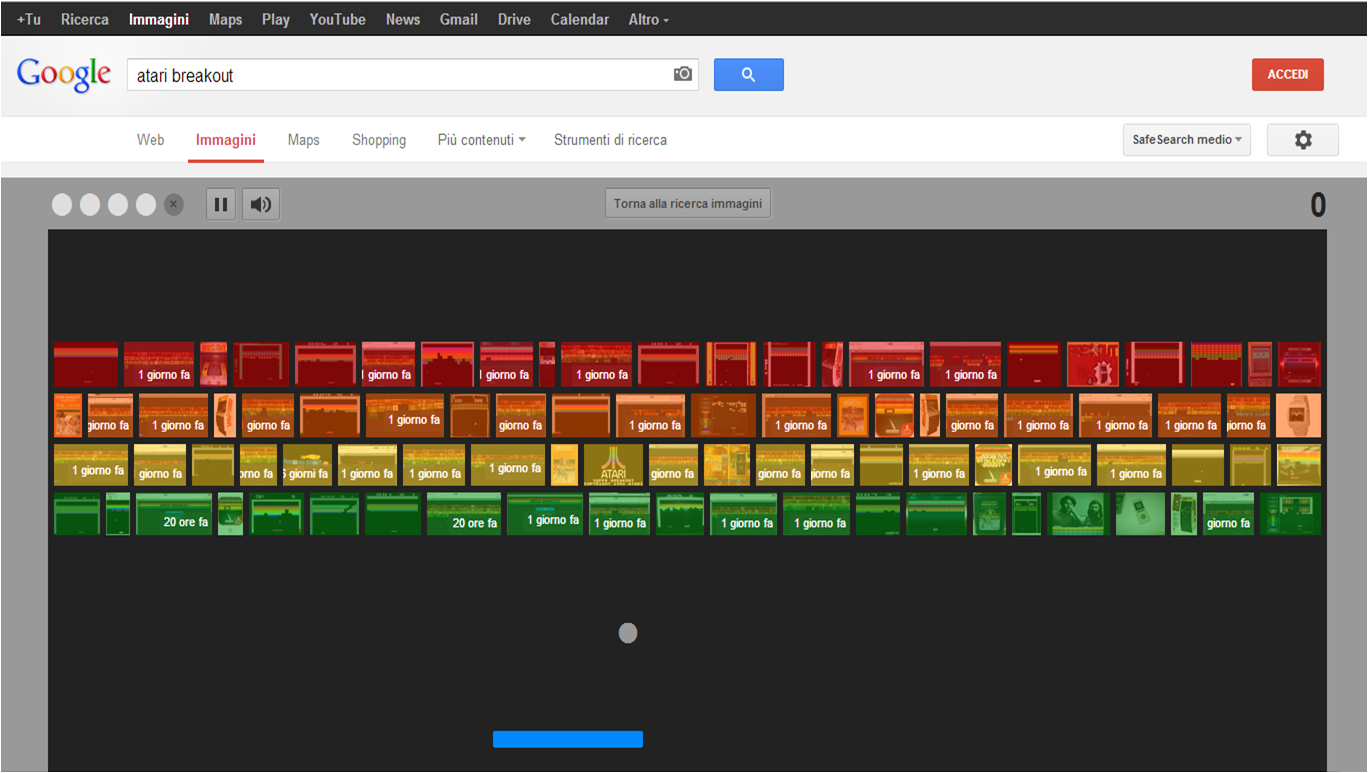 Easter egg in Google Immagini: Breakout!