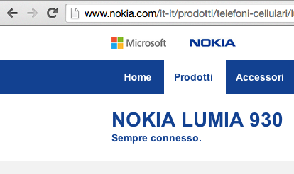 Il sito ufficiale di Nokia presenta già il logo Microsoft affiancato a quello di Nokia.