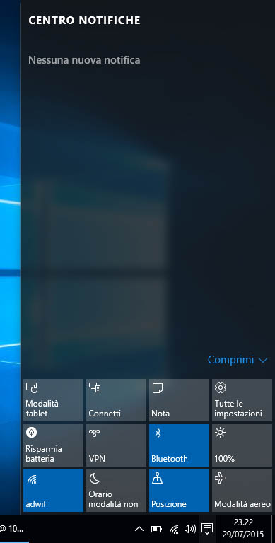 Windows 10 centro notifiche