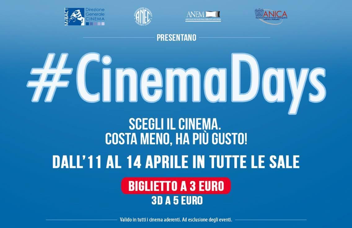 Cinemadays, i film in sala a soli 3 euro