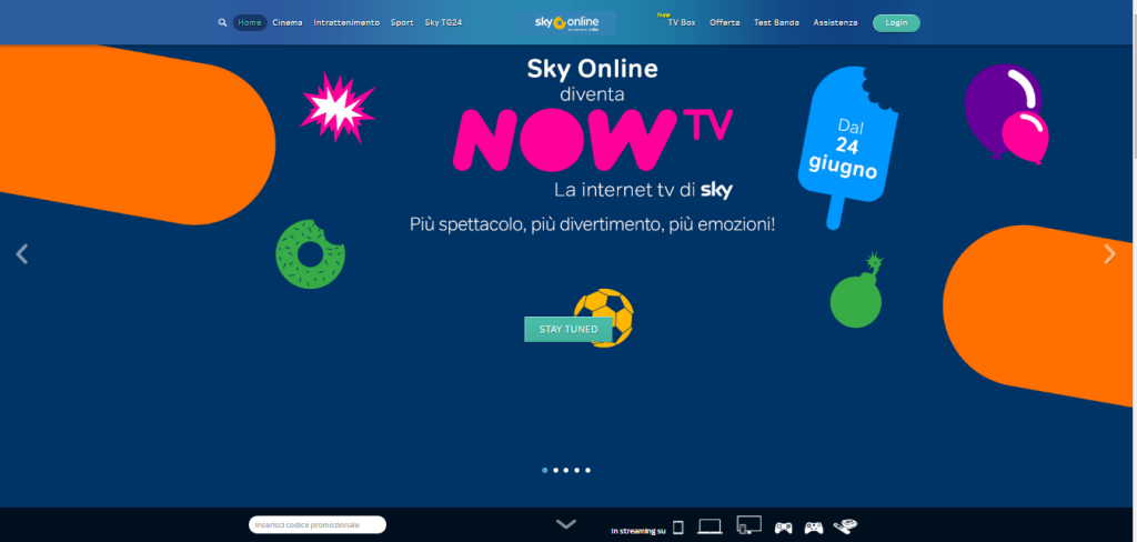 Sky Online diventa Sky Now TV