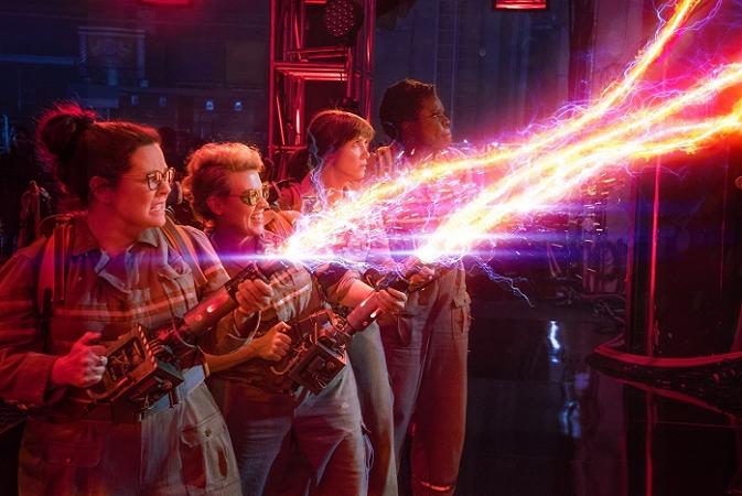 The Ghostbusters Abby (Melissa McCarthy), Holtzmann (Kate McKinnon), Erin (Kristen Wiig) and Patty (Leslie Jones) in Columbia Pictures' GHOSTBUSTERS.