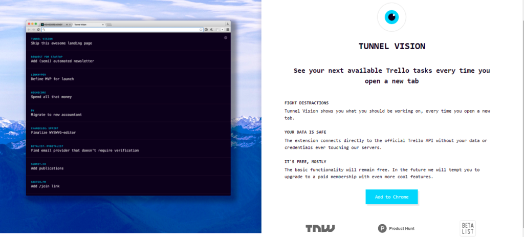 Tunnel Vision, l'estensione web che ti ricorda cosa devi fare