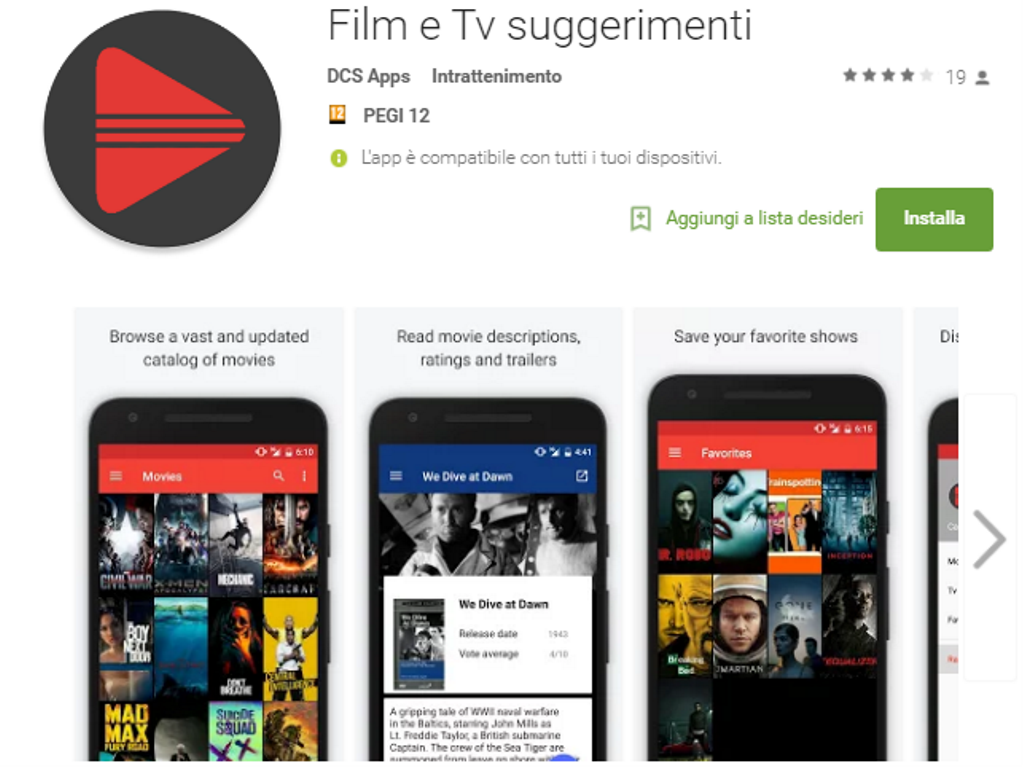 Film e Tv suggerimenti, l’app per scegliere cosa guardare