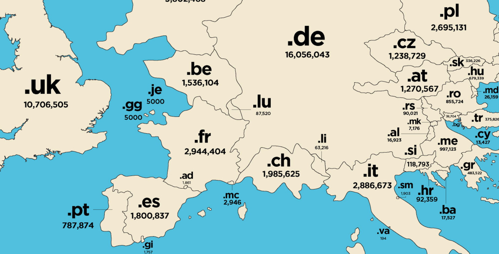 Nominet, la mappa mondiale dei domini web