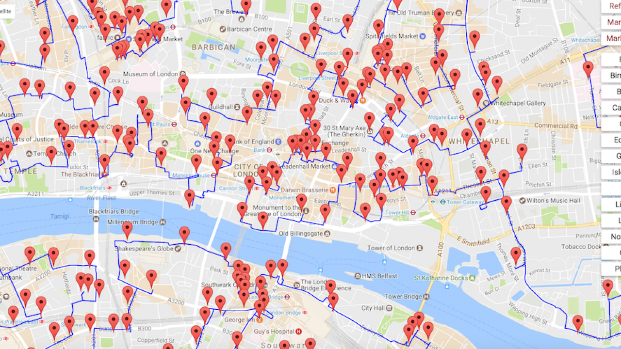 La mappa di tutti i pub inglesi