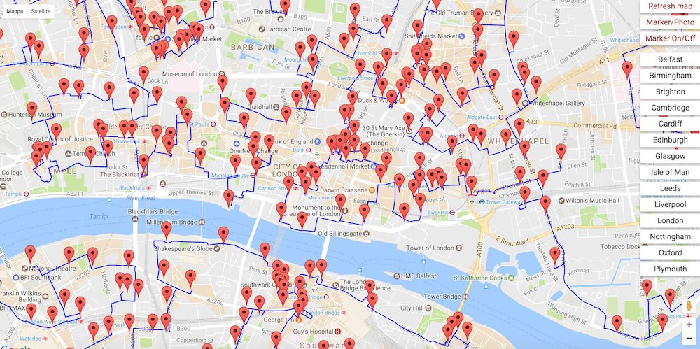 La mappa di tutti i pub inglesi