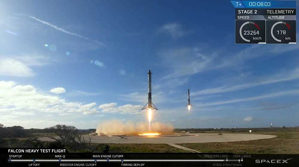 Il Falcon Heavy è in viaggio verso l’orbita di Marte