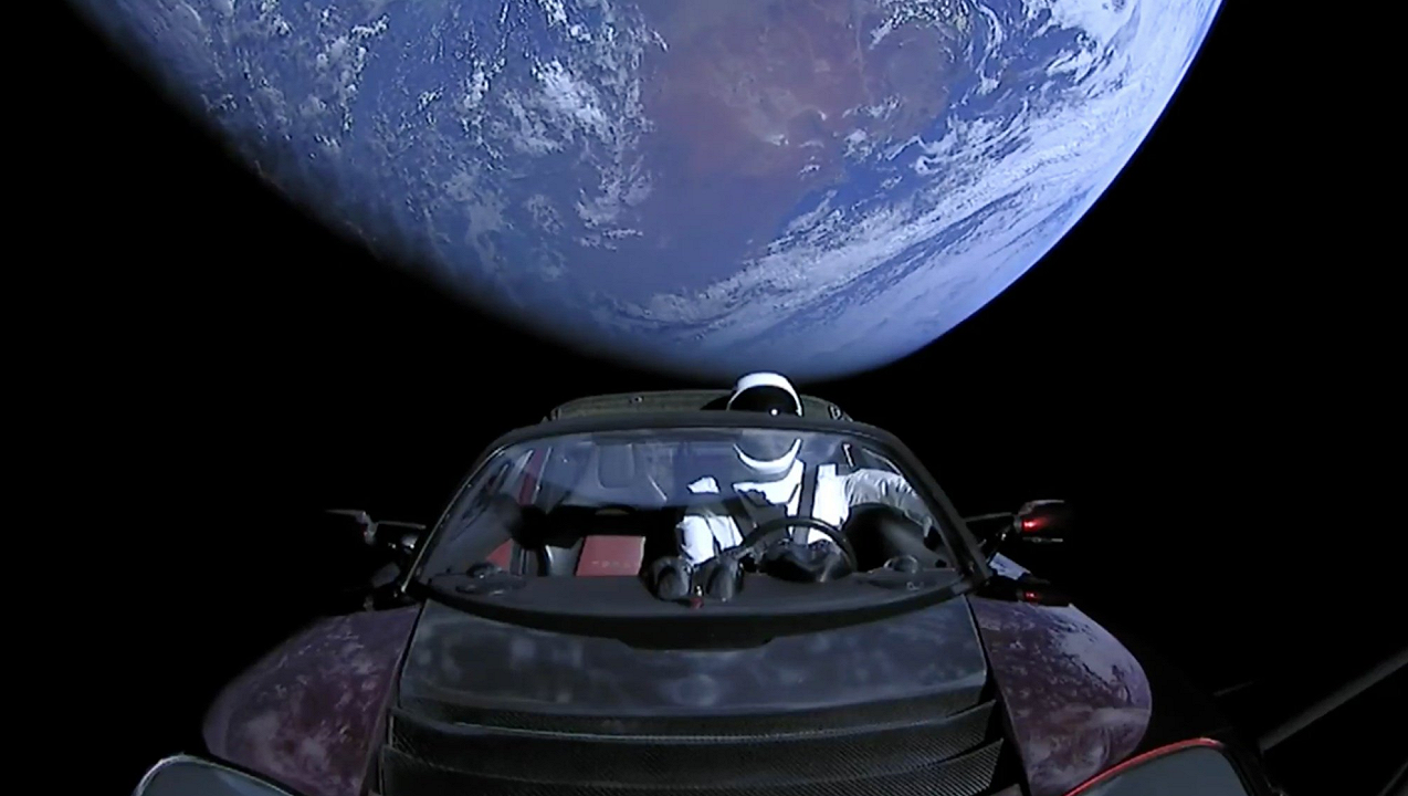 tesla in space