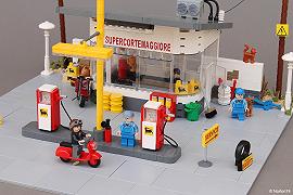 La stazione di rifornimento Agip ricreata in LEGO da Norton74