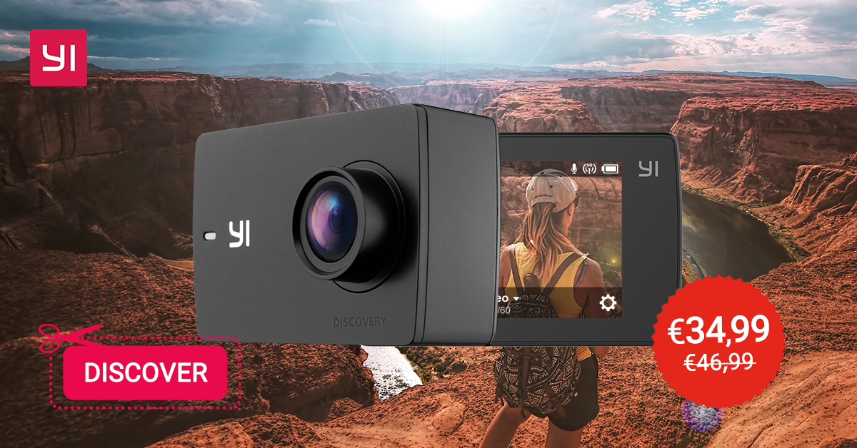 YI Discovery, l'action cam 4K entry level in offerta a solo  €34.99