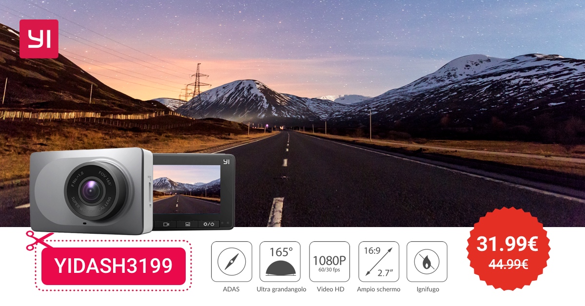 YI Smart Dash, la dash camera top-seller di YI Technology in offerta con coupon