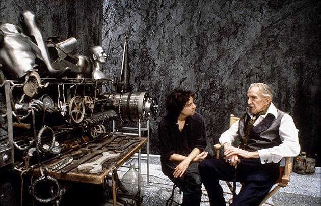 Tim Burton e Vincent Price sul set di Edward Mani di Forbice