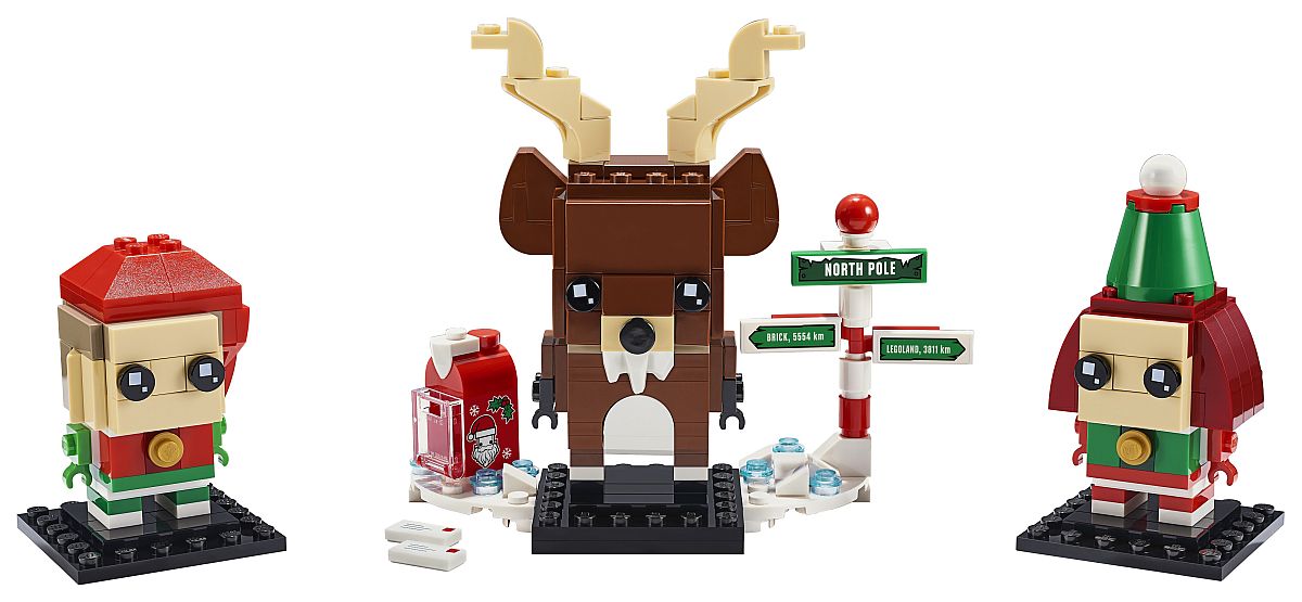 Prime immagini del set LEGO Brickheadz 40353 natalizio con gli elfi e la renna