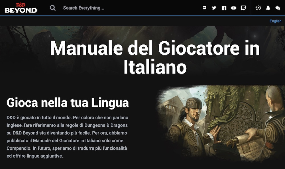 D&D Beyond è ora disponibile in italiano