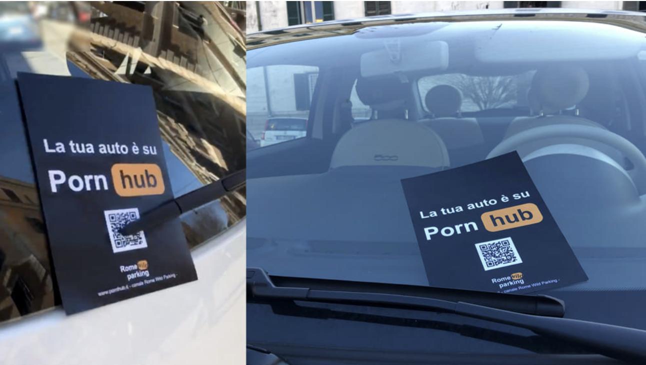 "La tua auto è su Pornhub", il guerrilla marketing contro i parcheggi selvaggi a Roma