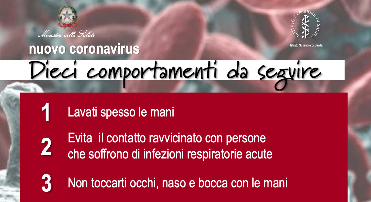 Coronavirus: il decalogo dei buoni comportamenti e della buona informazione