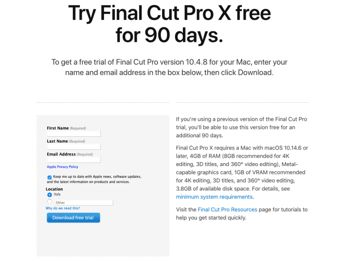 Final Cut Pro X Trial