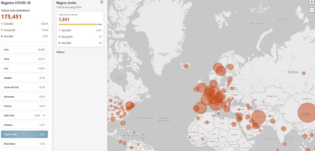 Coronavirus: la nuova mappa di Bing che mostra i contagi in diretta