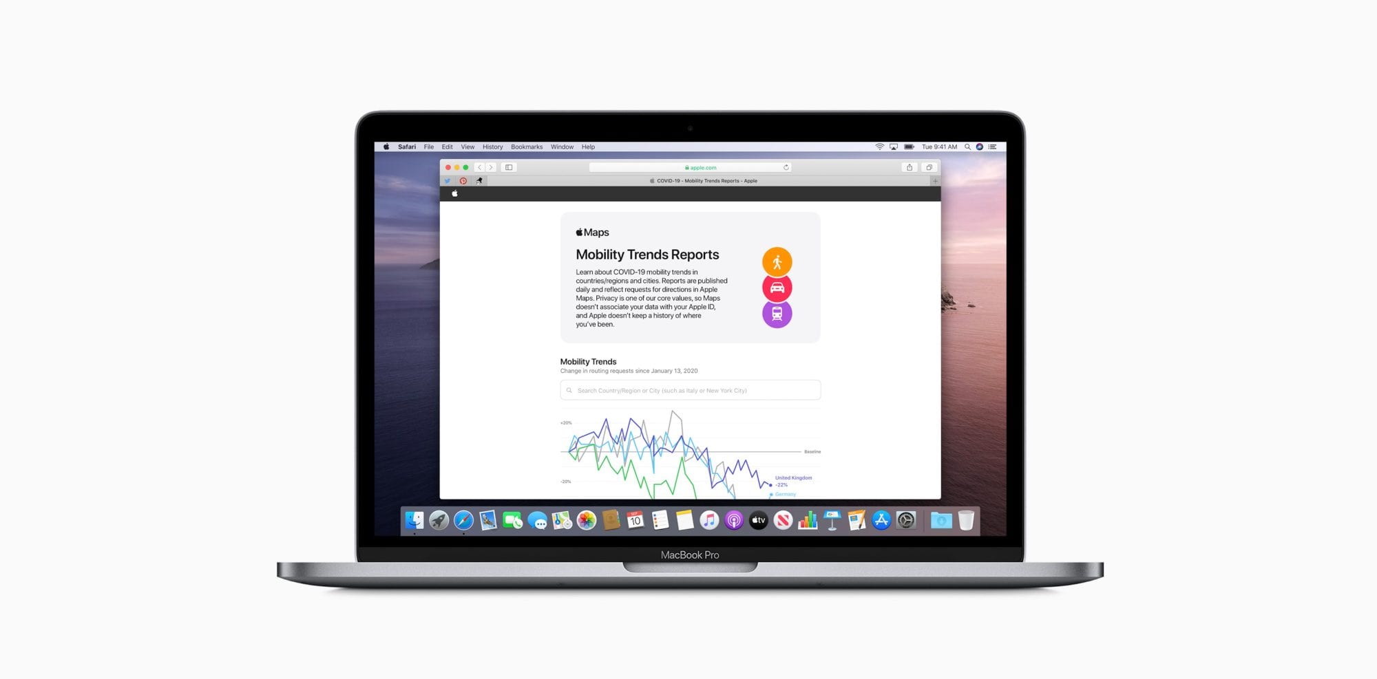 Apple rilascia un tool di analisi del trend sulla mobilità per aiutare a fronteggiare il COVID-19