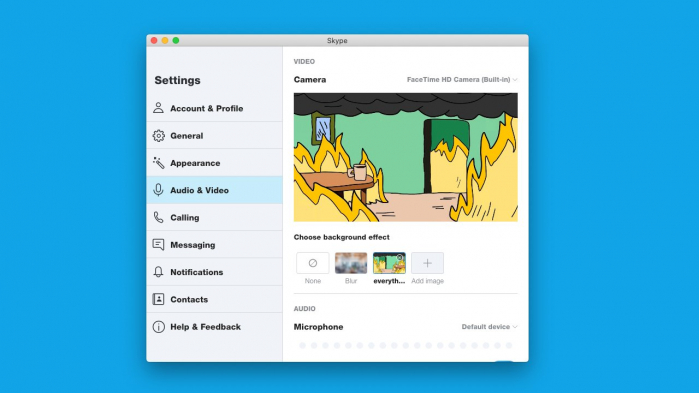 Skype opzioni sfondo