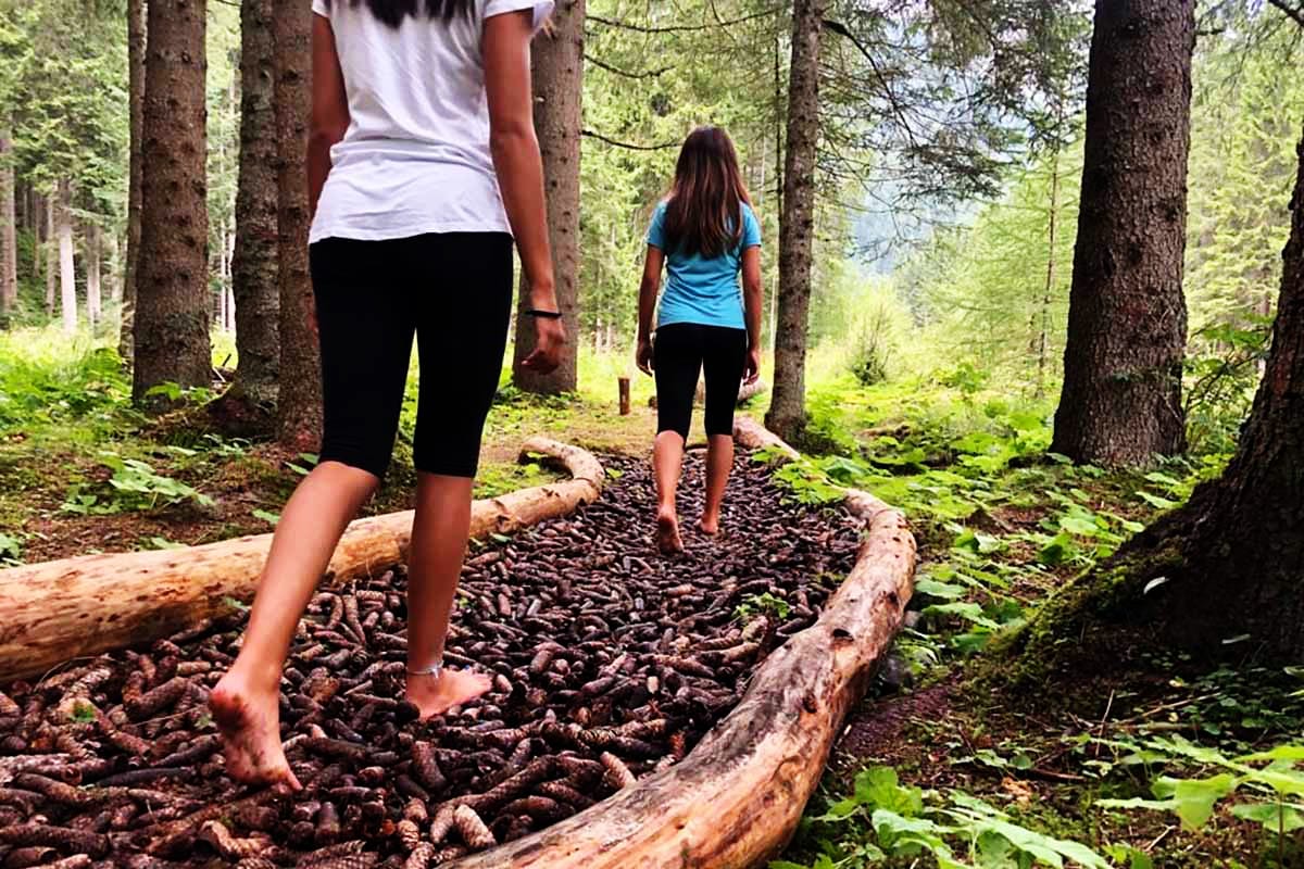 Passeggiata a piedi nudi nel bosco in Trentino Alto Adige