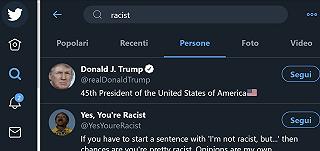 Twitter, se si cerca “racist” esce fuori per primo il profilo di Donald Trump