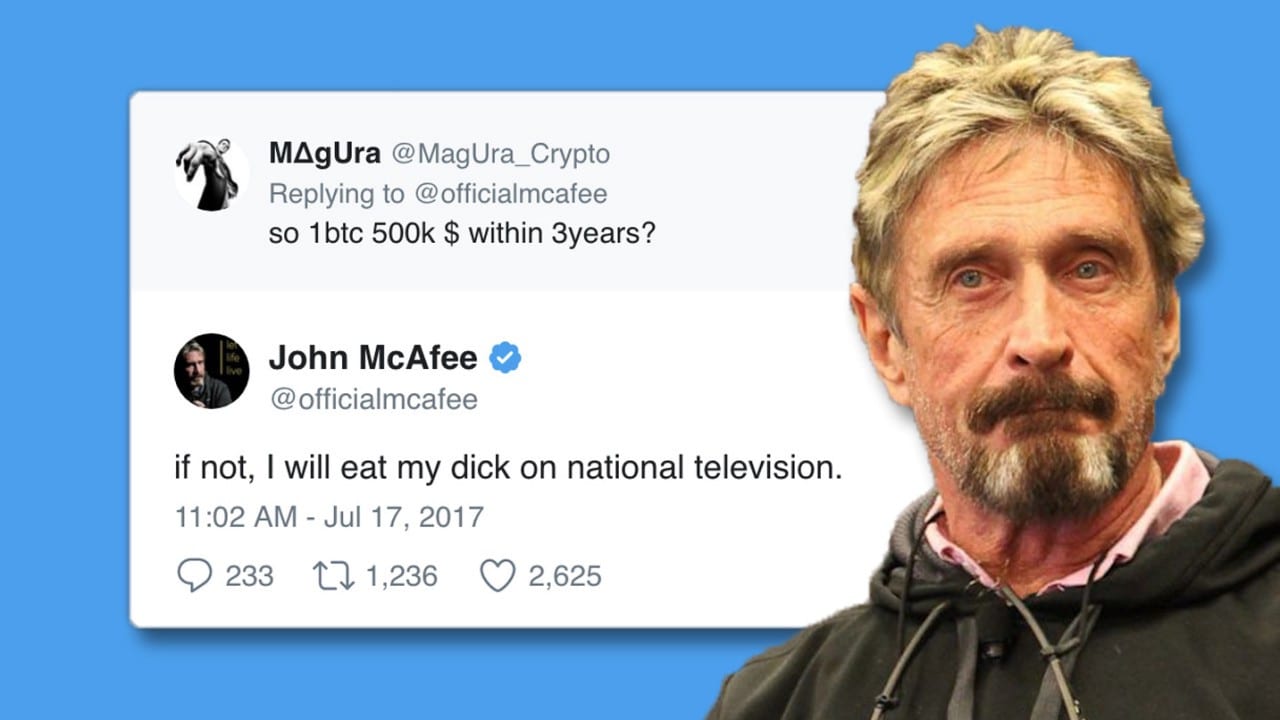 John McAfee ha perso la sua scommessa sui Bitcoin