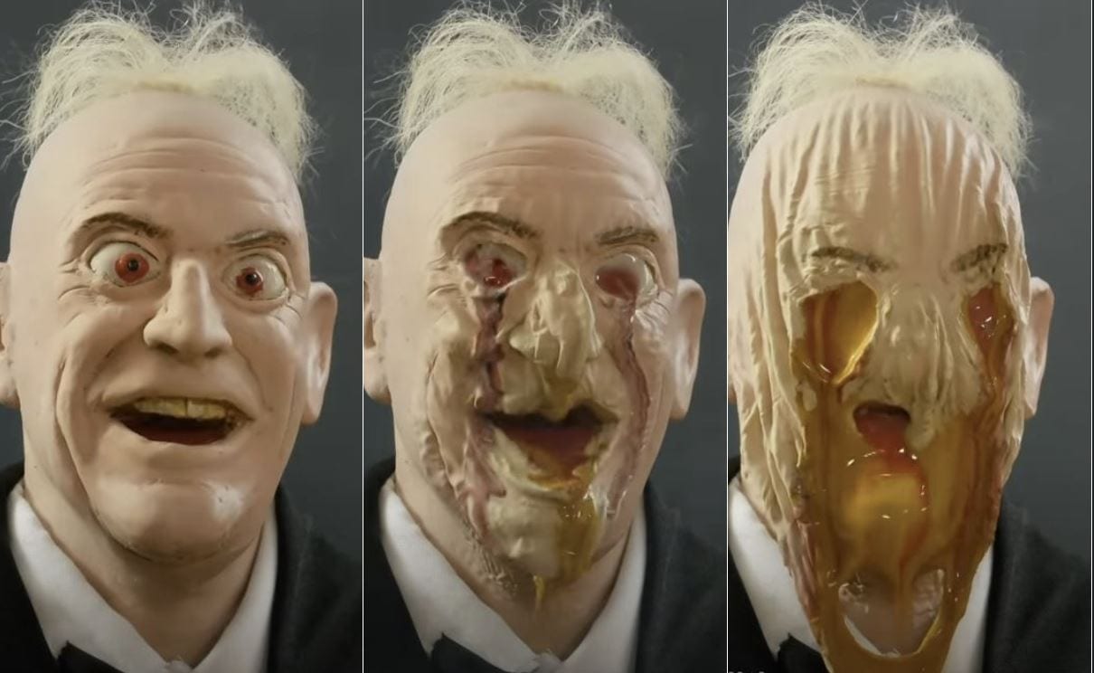 Chi ha incastrato Roger Rabbit, la morte del giudice Morton ricreata sciogliendo dei pastelli