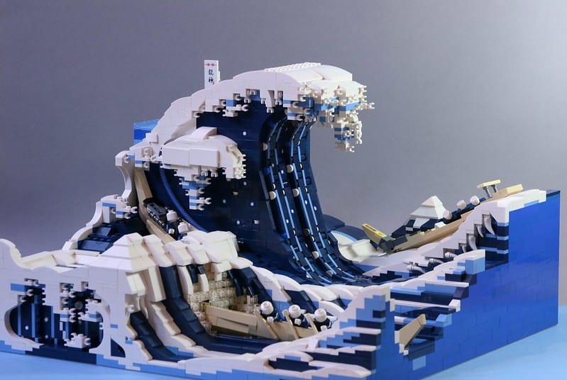 La grande onda di Kanagawa riprodotta in LEGO dall'LCP Jumpei Mitsui