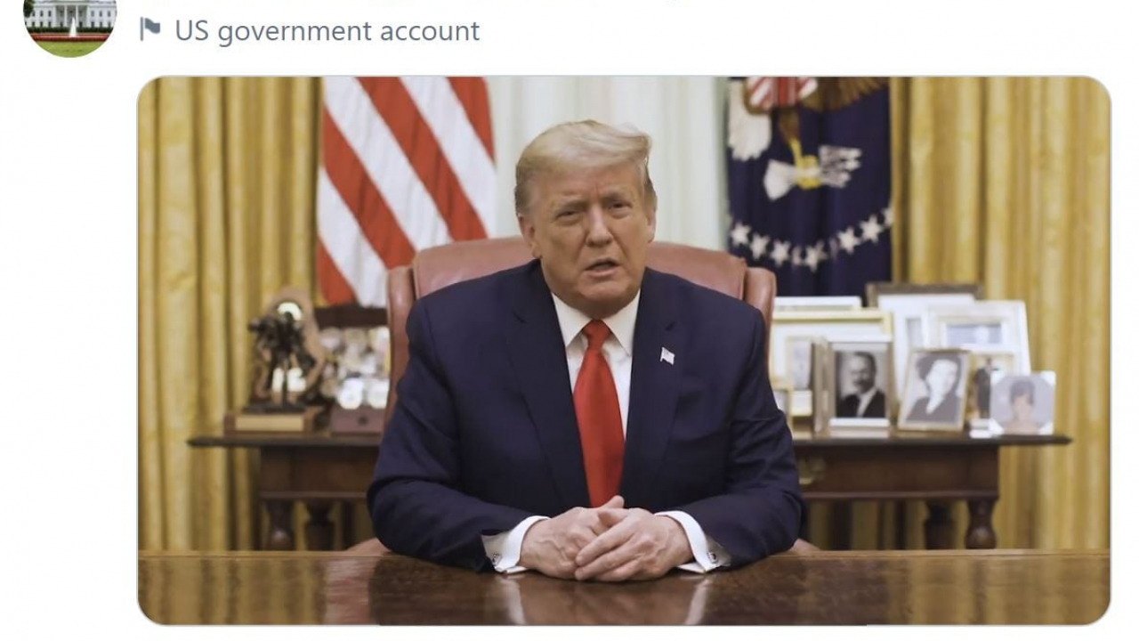 Trump torna su Twitter con un video, il social: “non lo cancelleremo”