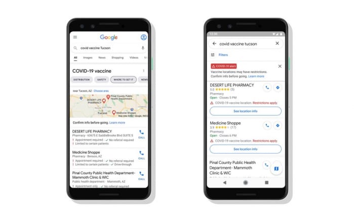 google maps covid