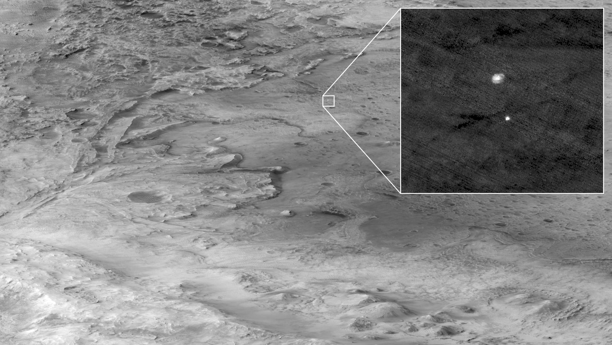 HiRISE: è riuscita a catturare la discesa del rover Perseverance