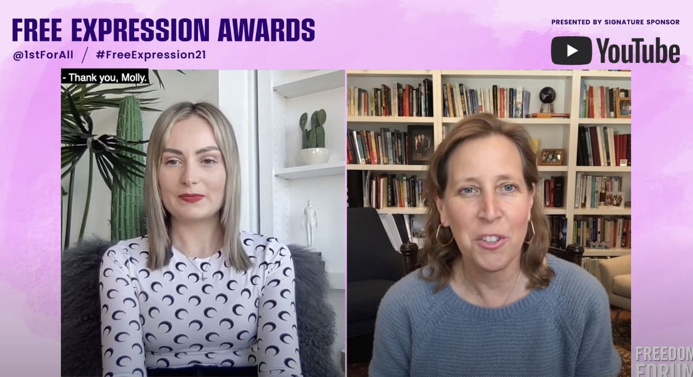 Susan Wojcicki, CEO di YouTube, ha vinto un premio sponsorizzato da… YouTube