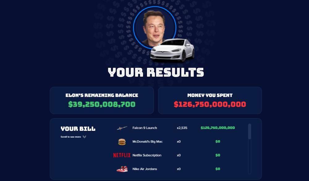 Un gioco ti da 30 secondi per spendere i soldi di Elon Musk