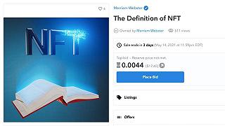 Merriam-Webster: la definizione dei NFT diventa un NFT, ovviamente in vendita