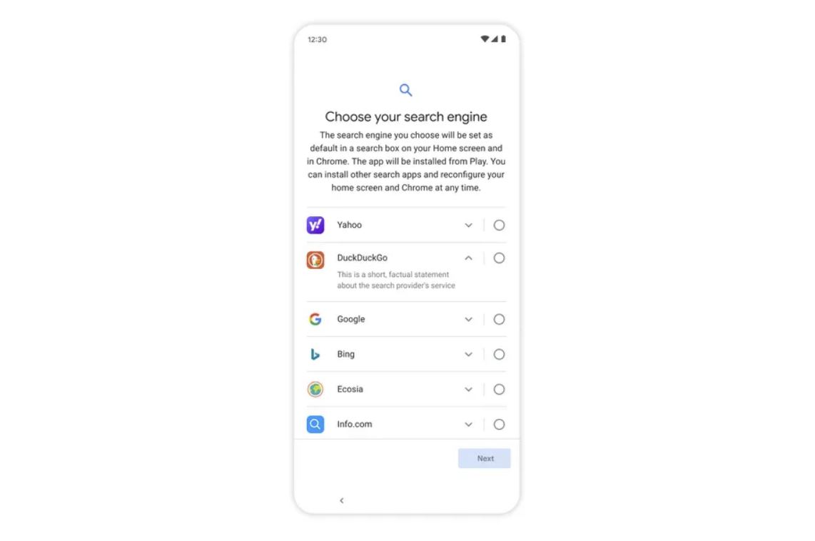 Android: più libertà sui motori di ricerca, Google ora mostra anche i servizi concorrenti