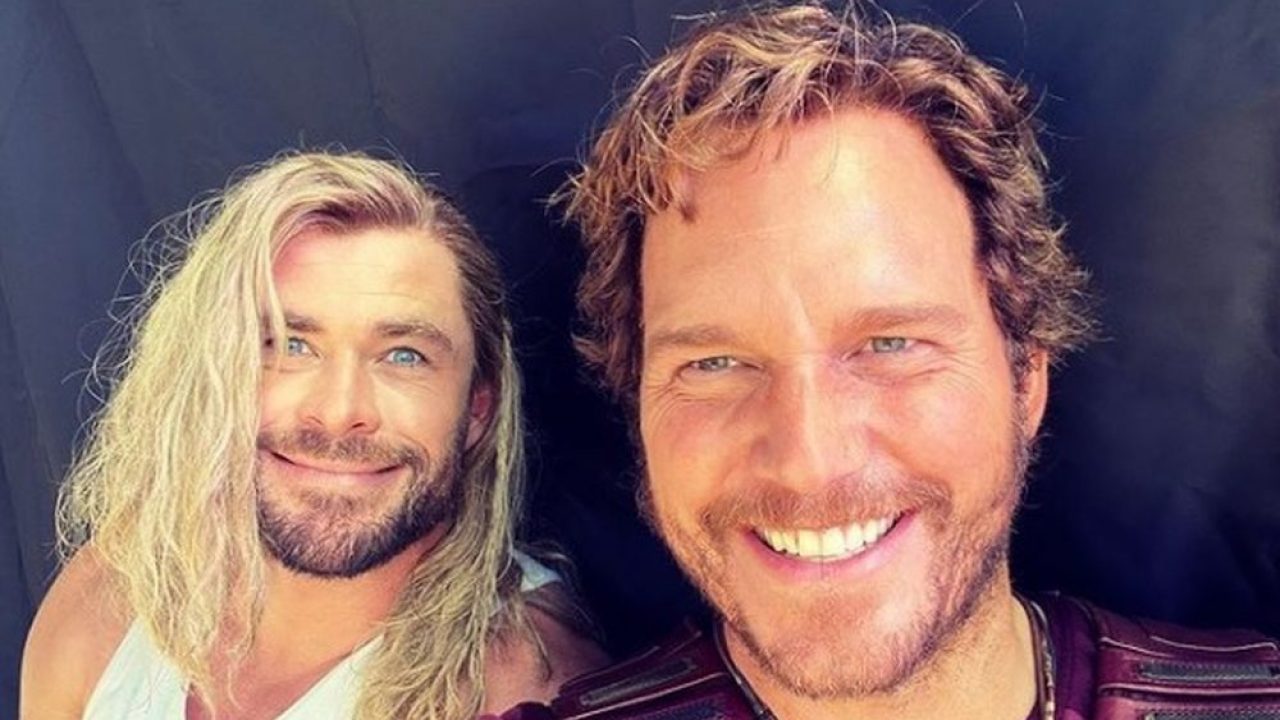 Thor: Love and Thunder, il dio del tuono e Star-Lord in una foto dal set