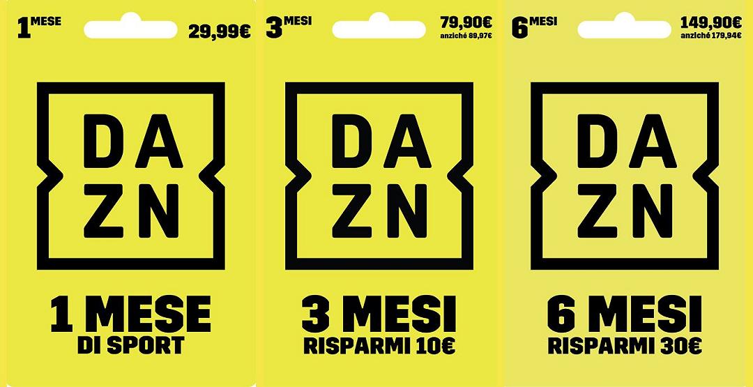 DAZN: arrivano le nuove gift card, si risparmia fino a 30 euro