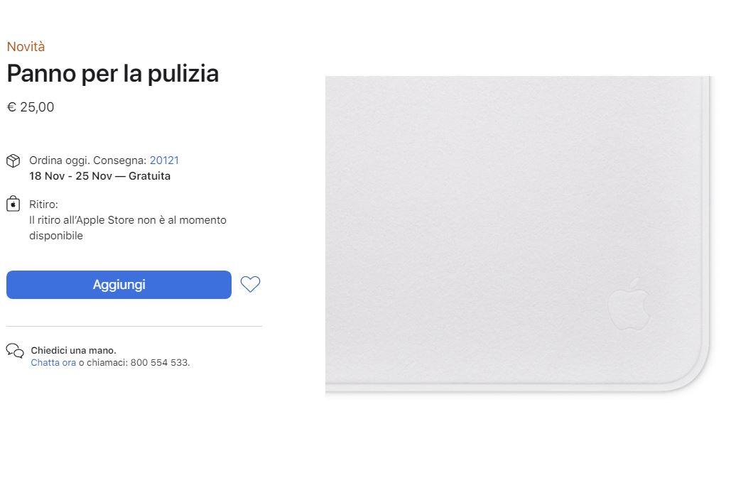 Il panno per la pulizia ufficiale di Apple che costa 25 euro