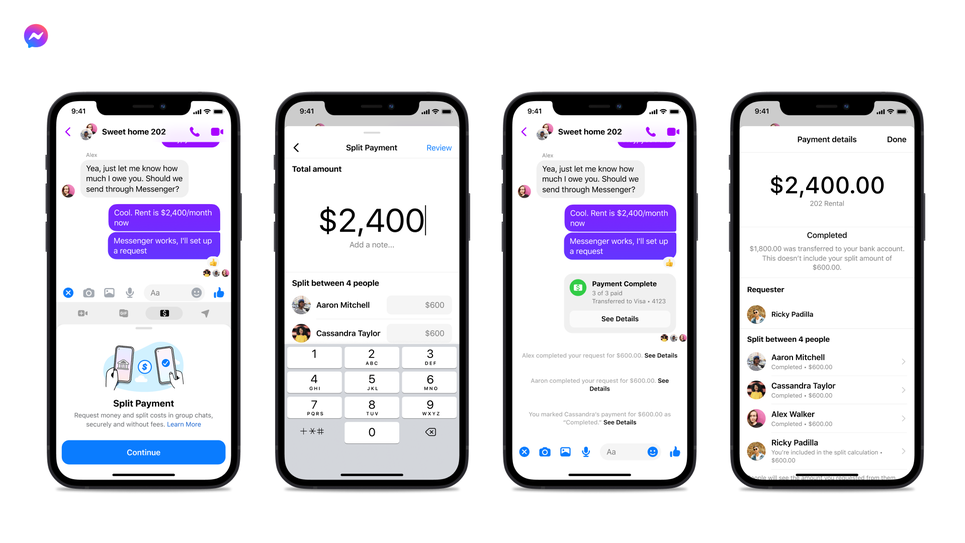 Facebook Messenger presto permetterà di dividere gli importi da pagare con amici e coinquilini