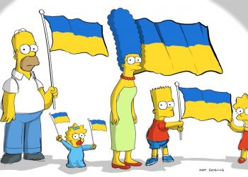 I Simpson: pubblicata un'immagine con la famiglia che sventola la bandiera dell'Ucraina