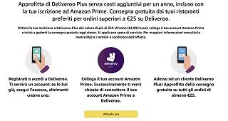 Amazon mette in palio un buono da 100€ per Deliveroo, ecco come partecipare