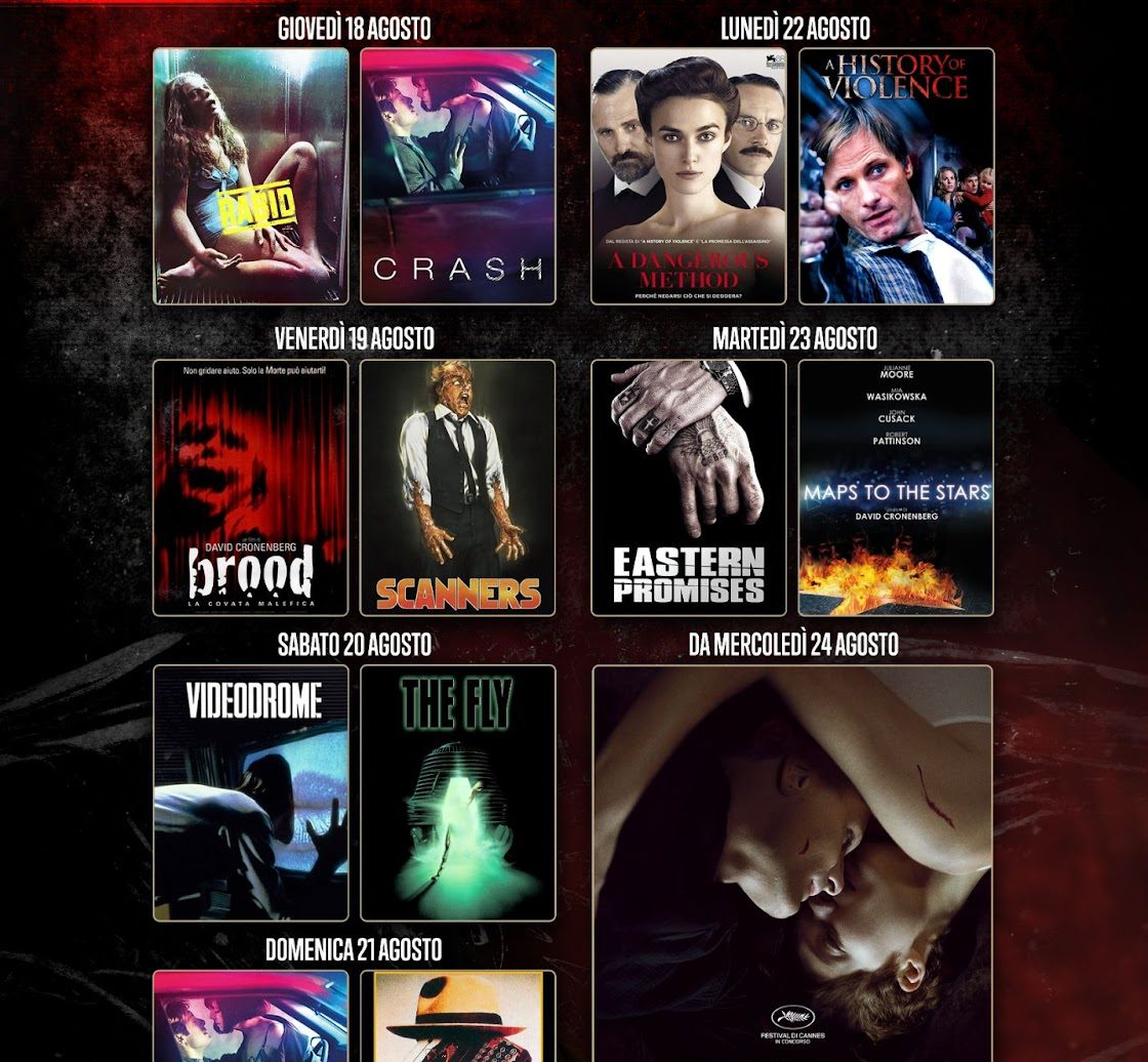 David Cronenberg: dal 18 al 23 agosto la maratona al cinema a Roma, Torino e Milano