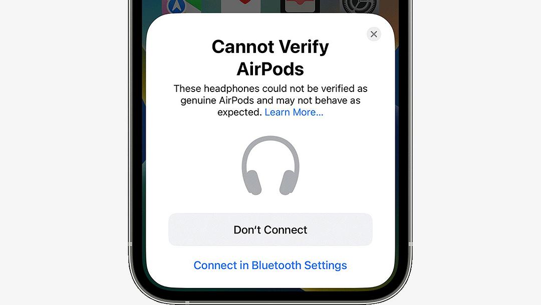 Apple spiega il messaggio degli iPhone per le AirPods non ufficiali