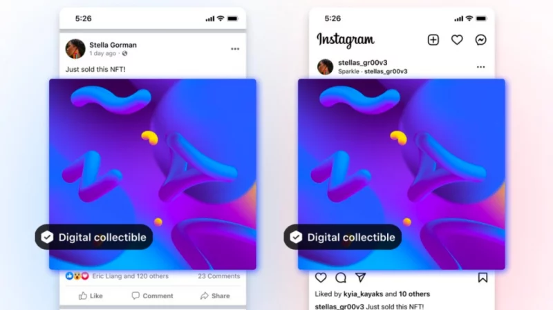 Possibile condividere NFT su Facebook e Instagram