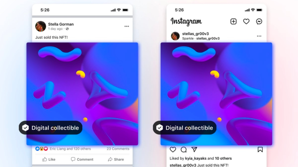 Possibile condividere NFT su Facebook e Instagram