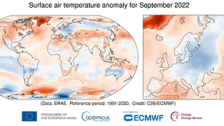 Copernicus: settembre 2022 è il quarto più caldo mai rilevato