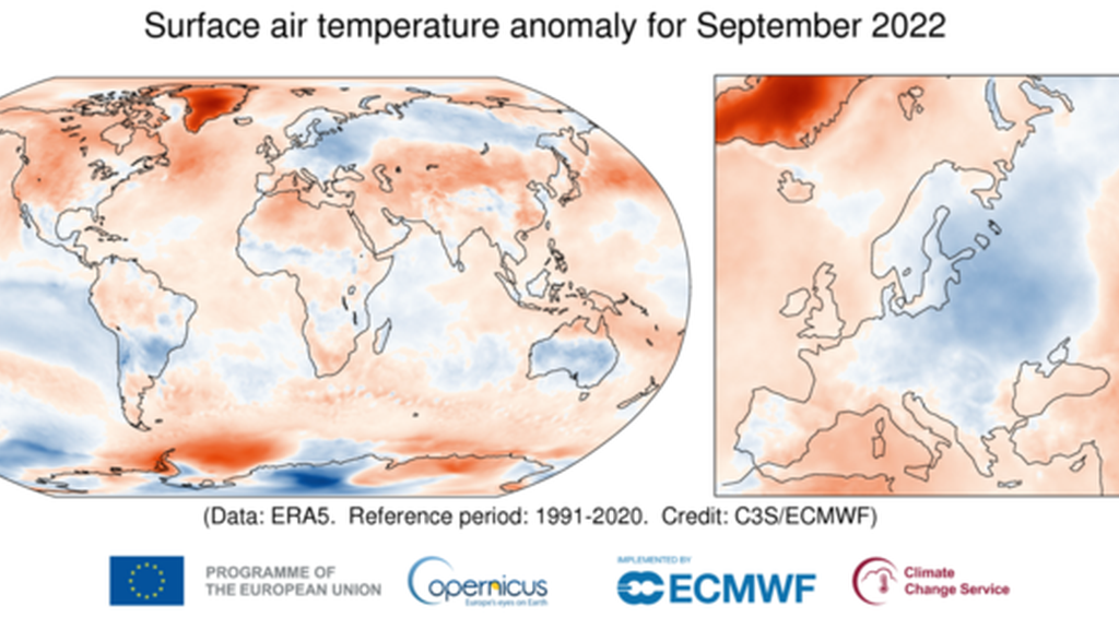 Copernicus: settembre 2022 è il quarto più caldo mai rilevato